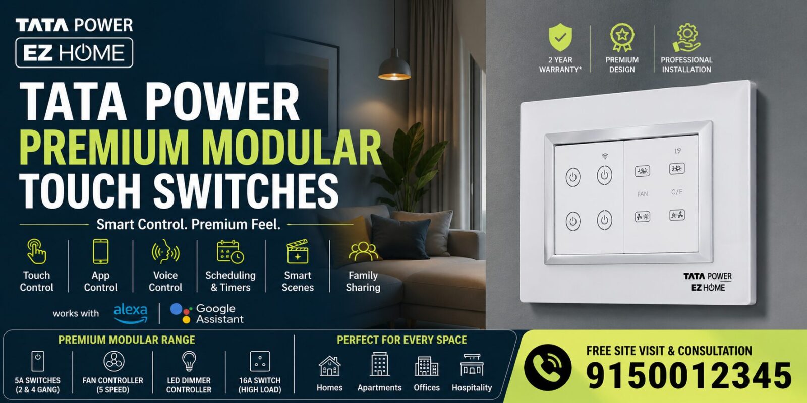 Tata Power Modular Touch Switches Chennai | Smart Switches